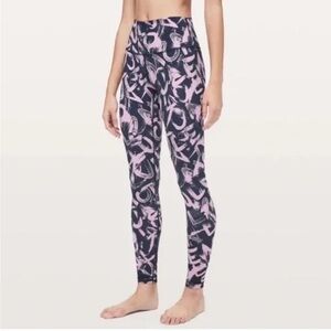 Lululemon Athletica Pink and Black Abstract Leggings